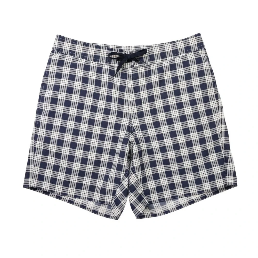Patagonia Minimalist Wavefarer Board Shorts Men 36 Blue Plaid Swim Trunks Beach